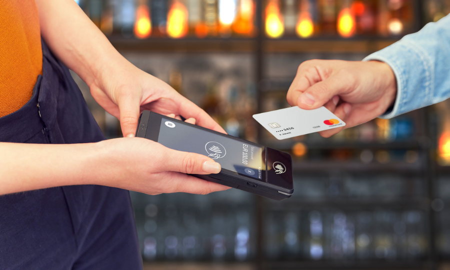 TapaGo Mobile POS handheld starting up for use